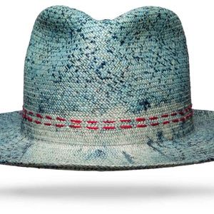 Worth and worth straw indigo Virgil hat 7 3/8